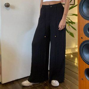 Urban Outfitters Black Wide Leg Otto Crinkle Pant